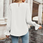 Round Neck Long Flounce Sleeve Blouse