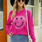 Smiley Face Graphic Dropped Shoulder Sweater