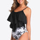 Printed Spaghetti Strap Layered Tankini Set