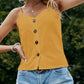 Buttoned V-Neck Spaghetti Strap Cami
