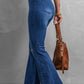 High Waist Slits Raw Edge Flare Jeans