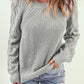 Openwork Round Neck Raglan Sleeve Sweater