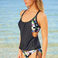 Cutout Crisscross Back Tankini Set