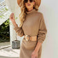 Rib-Knit Turtleneck Drop Shoulder Sweater Dress