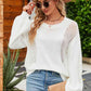 Openwork Round Neck Dropped Shoulder Knit Top