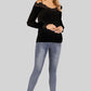 Spliced Lace Cold-Shoulder Blouse