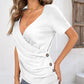 Button Detail Surplice Short Sleeve Tee