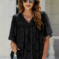Applique Frill Trim Flutter Sleeve Blouse