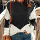 Two-Tone Openwork Rib-Knit Sweater
