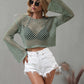 Openwork Flare Sleeve Cropped Cover Up