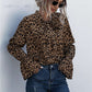 Leopard Tie-Neck Flounce Sleeve Blouse