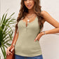 Scoop Neck Quarter Button Tank Top