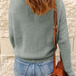Half Button Dropped Shoulder Ribbed Sweater