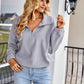 Quarter-Zip Dropped Shoulder Elastic Hem Sweatshirt