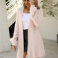 Herringbone Pattern Open Front Longline Fuzzy Cardigan