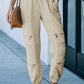 Drawstring Waist Zip Detail Joggers with Pockets