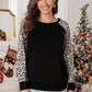 Leopard Raglan Sleeve Round Neck Sweatshirt