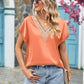 V-Neck Cuffed Blouse