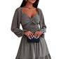 Smocked Long Flounce Sleeve Ruffle Hem Dress