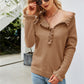 Half-Button Frill Trim Raglan Sleeve Sweater