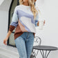 Color Block Dropped Shoulder Round Neck Tunic Sweater