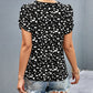 Animal Print V-Neck Petal Sleeve Blouse