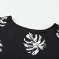 Botanical Print V-Neck Puff Sleeve Blouse