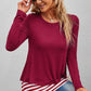 Full Size Striped Faux Layered Long Sleeve Top