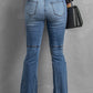 Distressed Raw Hem High-Waist Flare Jeans