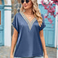 V-Neck Cuffed Blouse