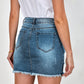 Distressed Raw Hem Denim Mini Skirt