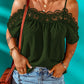 Spaghetti Strap Cold-Shoulder Lace Trim Blouse