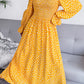 Printed Smocked Flounce Sleeve Maxi Dress
