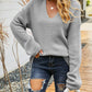 Rib-Knit V-Neck Tunic Sweater