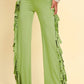 Fringe Trim Wide Leg Pants