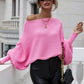 Horizontal Ribbing Dolman Sleeve Sweater