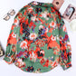 Printed Johnny Collar Raglan Sleeve Blouse