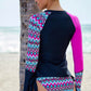 Color Block Long Sleeve Two-Piece Swimsuit