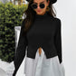 Color Block Patch Ruffle Hem Top