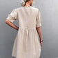 Buttoned Round Neck Puff Sleeve Dress