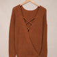 Crisscross Back Waffle-Knit Sweater