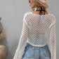 Openwork Flare Sleeve Cropped Cover Up