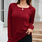 Texture Round Neck Long Sleeve Knit Top