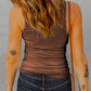 Notched Neck Ribbed Tank Top