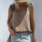 Leopard Frill Trim V-Neck Tank