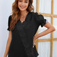 Swiss Dot Lace Trim Flounce Sleeve Blouse