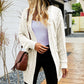 Ribbed Trim Cable-Knit Drop Shoulder Cardigan