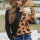 Leopard  Block Turtleneck Sweater