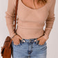 Scoop Neck Rib-Knit Raglan Sleeve Sweater