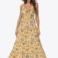 Floral Ruffle Shoulder Tied Maxi Dress